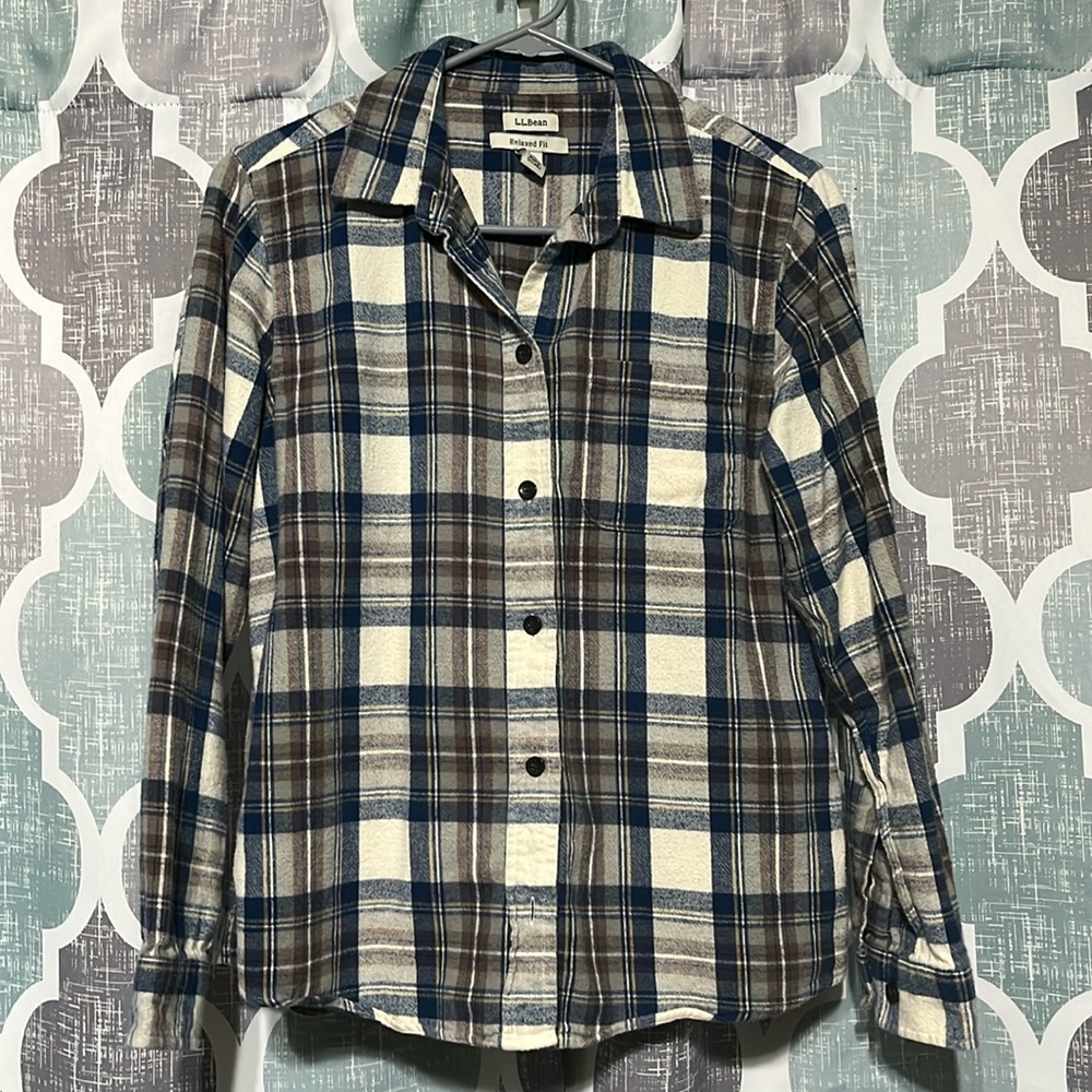 L.L.Bean scotch plaid flannel petite